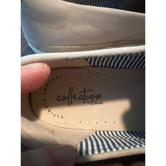 Clarks Marie Sail Slip On Walking Sneaker White Leather Espadrille Women 8.5 W - Picture 5 of 8